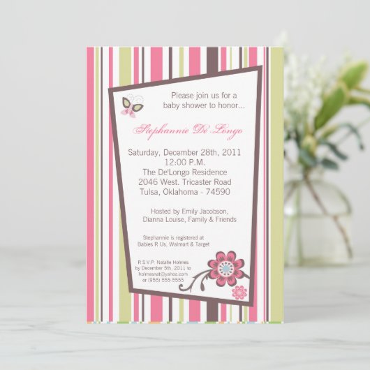 タフィー春フラワーフローラベビーシャワー招待状 招待状 (スタンド正面)