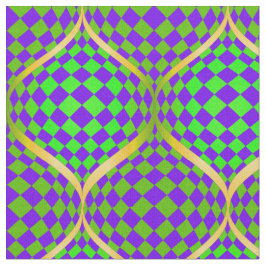 タフィOpアートパープルグリーンとイエロー ファブリック