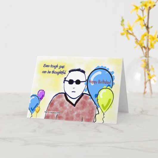 タフガイの「ハッピーバースデー」カード カード (黄色い花)