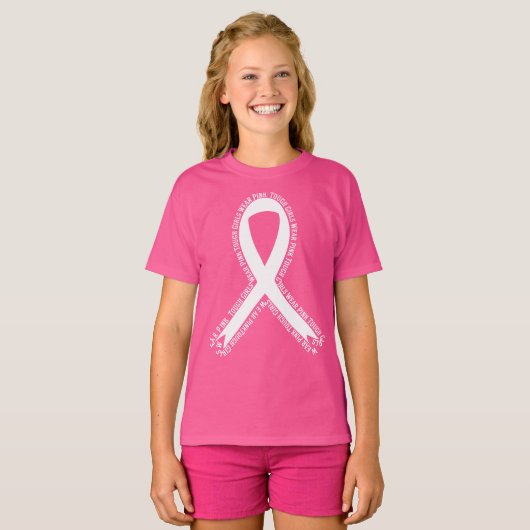 タフガール衣服ピンク乳がん認識度 Tシャツ (正面フル)