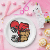 タフサッカー戦士マスコットレッドヘルメットマッスル ペーパープレート (パーティー)