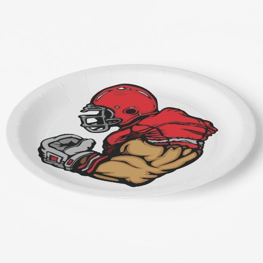 タフサッカー戦士マスコットレッドヘルメットマッスル ペーパープレート (アングル)