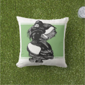 タフテッドアヒルの白黒イラストレーション アウトドアクッション (芝生)