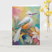 タフテッドゴールデンランピングファンタジー鳥 カード (黄色い花)