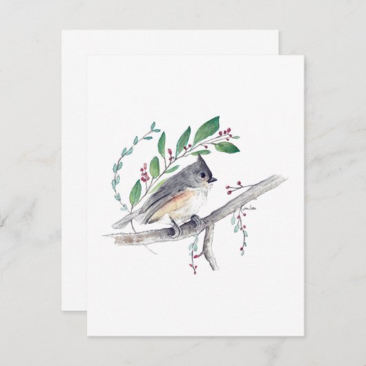 タフテッドタイトマウスの水色ノートカード (正面/裏面)