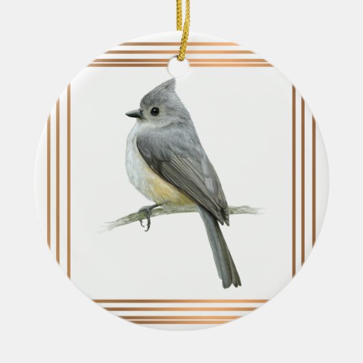 タフテッドタイトマウスの鳴き鳥の金ゴールド枠 セラミックオーナメント (正面)