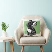 タフテッドダックの白黒イラスト クッション (椅子)