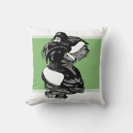 タフテッドダックの白黒イラスト クッション