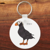 タフテッドパフィン鳥の漫画イラストレーション キーホルダー (正面)