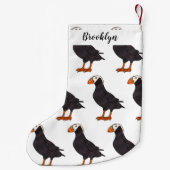 タフテッドパフィン鳥の漫画イラストレーション スモールクリスマスストッキング (裏面)