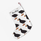 タフテッドパフィン鳥の漫画イラストレーション スモールクリスマスストッキング (裏面 (吊り時))