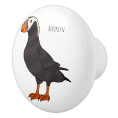 タフテッドパフィン鳥の漫画イラストレーション セラミックノブ (右)