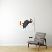 タフテッドパフィン鳥の漫画イラストレーション タペストリー (インサイチュ(横))