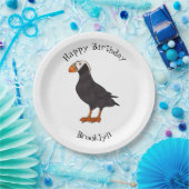 タフテッドパフィン鳥の漫画イラストレーション ペーパープレート (パーティー)