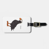 タフテッドパフィン鳥の漫画イラストレーション ラゲッジタグ (正面横)