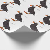 タフテッドパフィン鳥の漫画イラストレーション ラッピングペーパー (角)