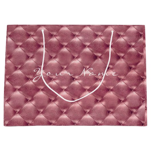 タフテッドレザーバラ金ゴールド赤面メタリックギフト ラージペーパーバッグ (正面)