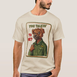 タフドッグの態度 - ビンテージミリタリーアニマルアート Tシャツ