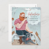 タフブルーピンクシーセーラー&ドッグバレンタインデー シーズンポストカード (正面/裏面)