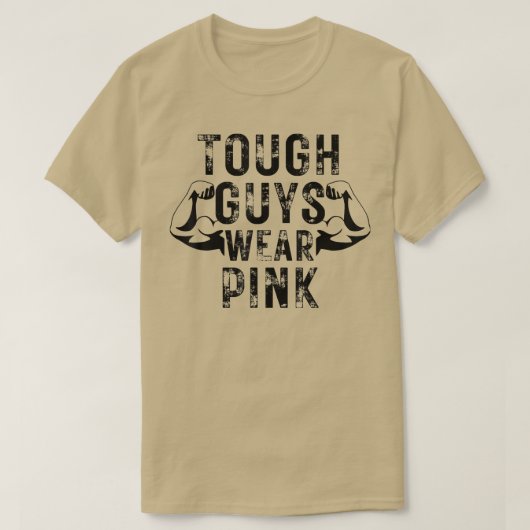タフ男の衣服ピンク乳がん認識度メンズ Tシャツ (デザイン正面)