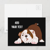 タフ・プップ・よくはしゃぐブルドッグ・パピー ポストカード (正面/裏面)