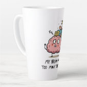 タブが多すぎる – 面白い脳デザイン カフェラテマグ (左アングル)