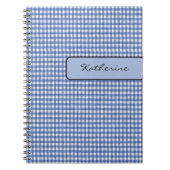 タブのフェイク名前Blue Check Gingham 6.5x 8.75 ノートブック (正面)