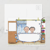 タブタイムカップルパーソナライズされた – 漫画のプレゼント ポストカード (正面/裏面)