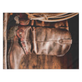 タブレクロスカウボーイブーツバーンウッ素朴ドカントリーR テーブルクロス (正面(横))