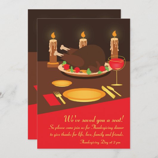 タブレスケーププレイス設定感謝祭招待状 招待状 (正面/裏面)