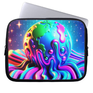 タブレットとノートパソコン上の地球 ラップトップスリーブ