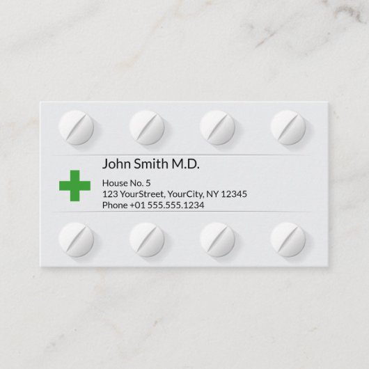 タブレットボックスピルプロフェッショナルメディカルクロスグリーン 予約カード (正面)