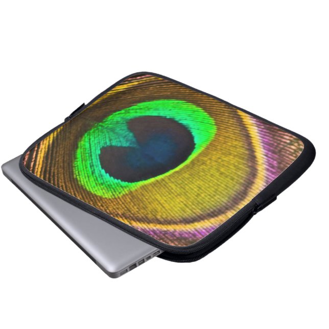 タブレット及びラップトップスリーブ-孔雀の羽 ラップトップスリーブ (正面下部)
