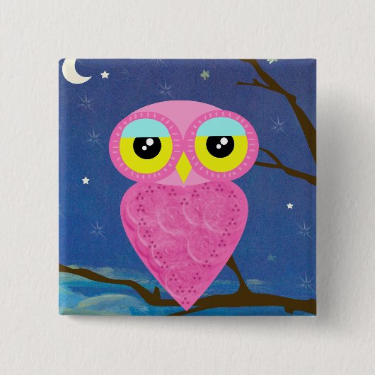 タブーの日本フクロウの正方形Pin 缶バッジ (正面)