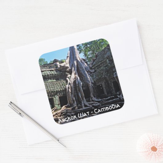 タプロームの遺跡 – アンコールワット、カンボジア、アジア スクエアシール (封筒)
