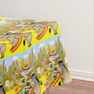 タベルクロスイエローメキシコ人男性ドンキードッグソンブレロ テーブルクロス