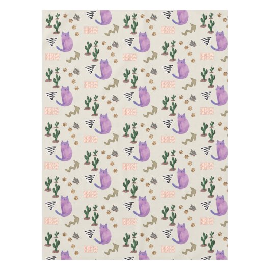 タベルクロスキャットフィッシュサボズポーズミュー テーブルクロス (正面)