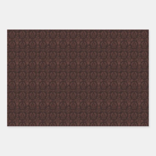 タペストリビクトリアンーヴィンテージダマスクブラウンクラシック ラッピングペーパーシート (正面)