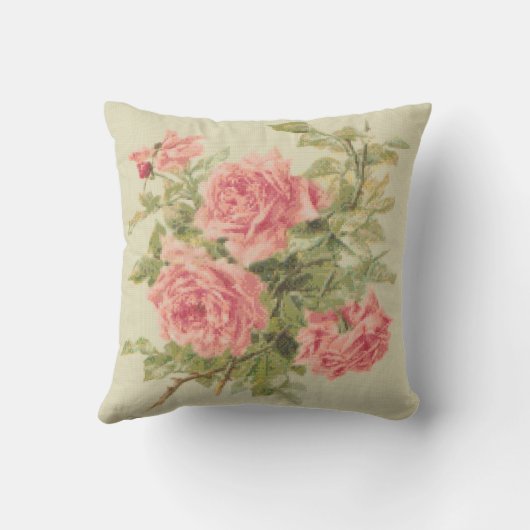 タペストリーのスタイルのピンクのバラ クッション (裏面)