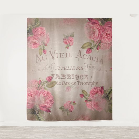 タペストリーのフランスのなバラのぼろぼろのシックなヴィンテージは上がりました タペストリー (正面)