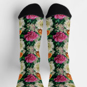 タペストリーイラストレーションピンクホワイト金ゴールド花 ソックス (上部)