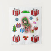 タペストリークリスマス小妖精や小人 タペストリー (正面)