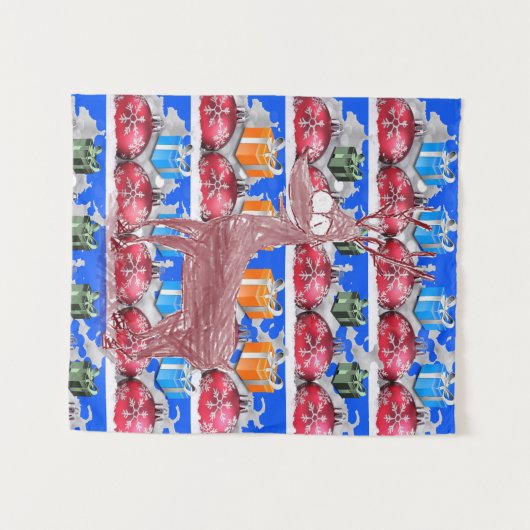 タペストリースクリスマストナカイ タペストリー (正面(横))