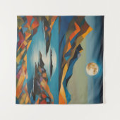 タペストリーモダンアートマウンテンズムーンレイクアート タペストリー (正面(横))