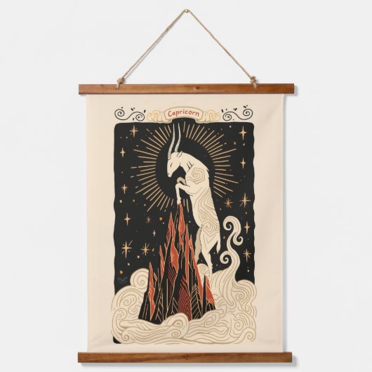 タペストリー山羊座シナ〔占星術の〕十二宮図アート 吊り下げ型タペストリー (正面)