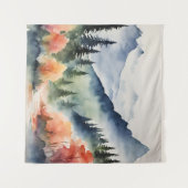 タペストリー水の色の山の木々秋自然 タペストリー (正面(横))