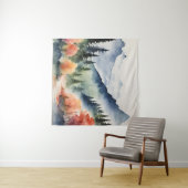 タペストリー水の色の山の木々秋自然 タペストリー (インサイチュ(横))