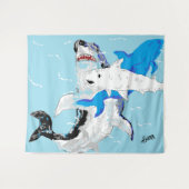 タペストリー：サメの世界 タペストリー (正面(横))