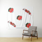 タペストリー：ハワイアン赤ハイビスカスとヴァイオリン タペストリー (インサイチュ(横))