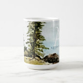 タホモノグラムの湖の水彩風景 コーヒーマグカップ (中央)